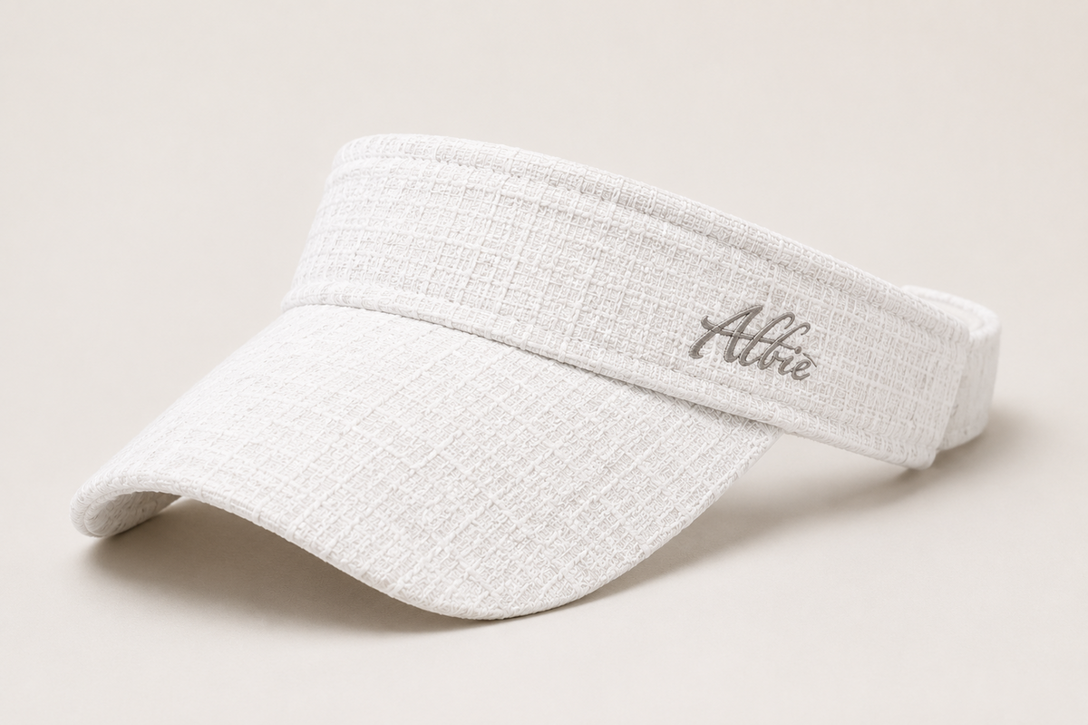 Ivory textured visor, three-quarter view
