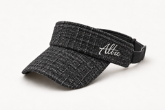 Charcoal tweed Albie visor with crisp white embroidery and black lining